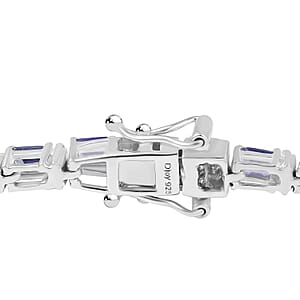 D'Joy Premium Tanzanite and Moissanite 7.90 ctw Floral Vine Bracelet in Rhodium Over Sterling Silver (7.25 In)