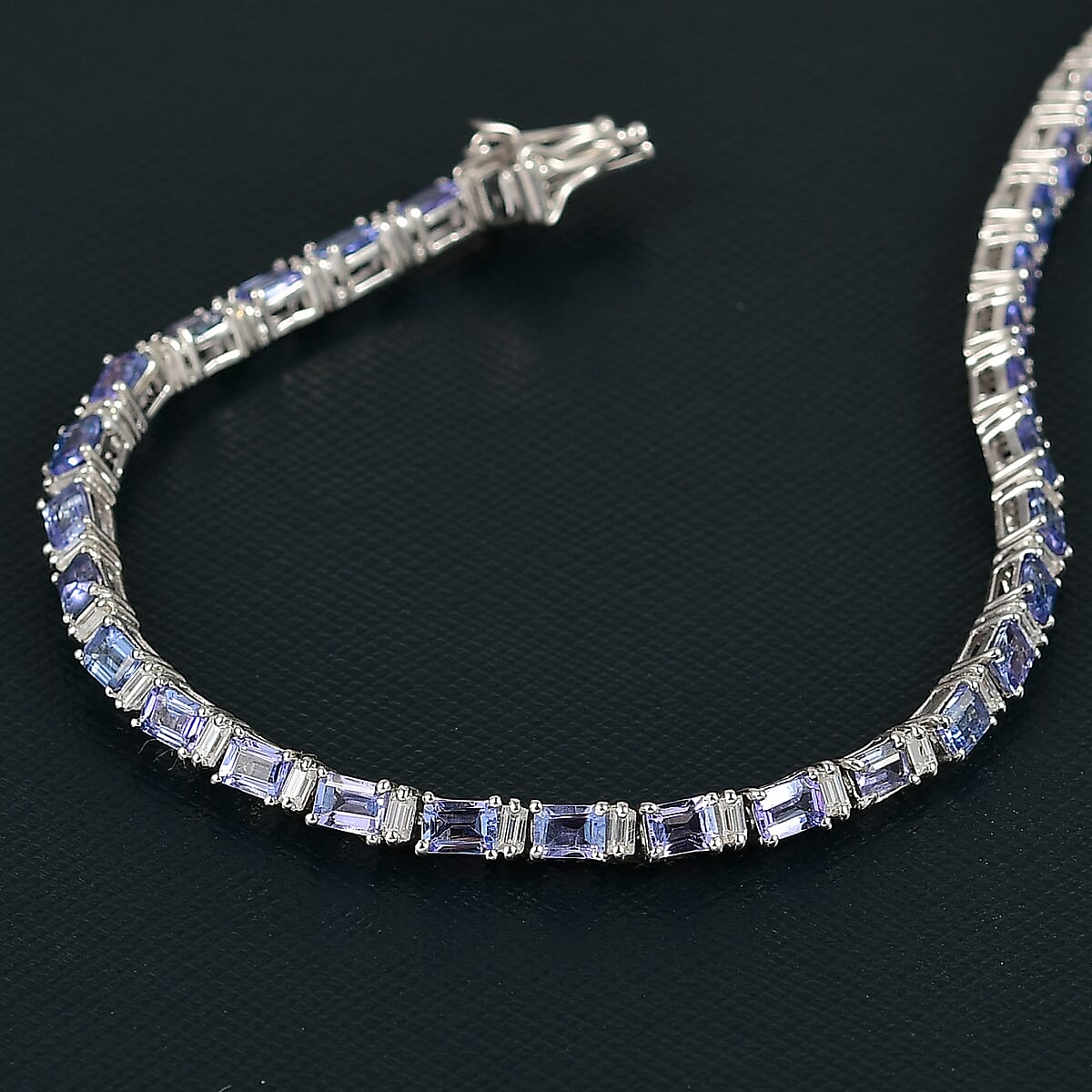 D'Joy Premium Tanzanite and Moissanite 8.75 ctw Floral Vine Bracelet in Rhodium Over Sterling Silver (8.00 In) image number 1