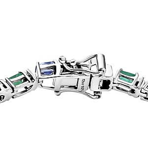 D'Joy Multi Gemstone 7.35 ctw Floral Vine Bracelet in Rhodium Over Sterling Silver (6.50 In)
