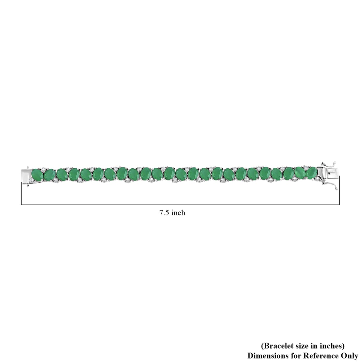 EverTrue Green Onyx and White Zircon 29.85 ctw Bracelet in Platinum Bon (7.25 In)  image number 3