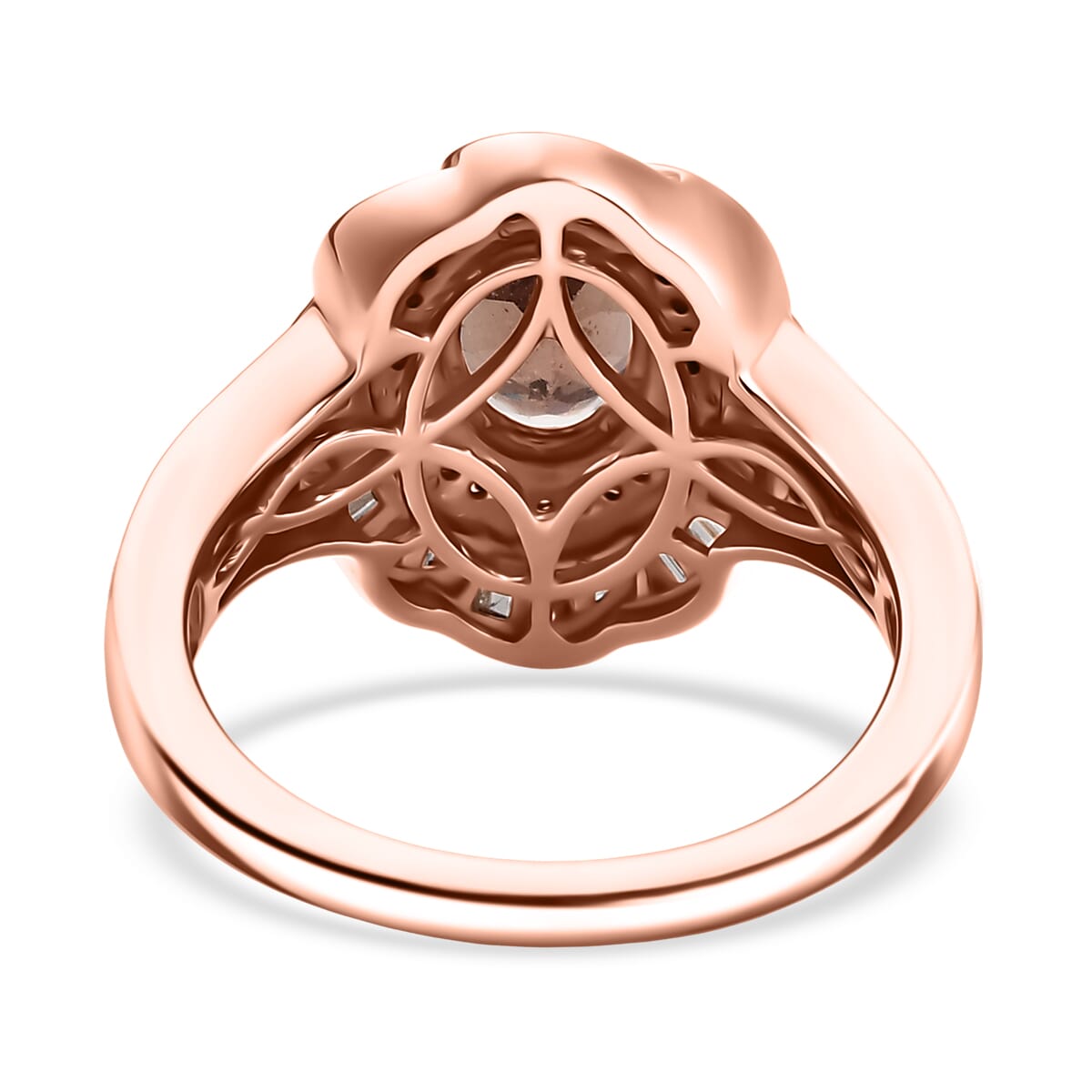 D’Joy Red Apatite, Natural Champagne and White Diamond 1.80 ctw Floral Ring in 18K Vermeil Rose Gold Over Sterling Silver (Size 7.0) image number 4