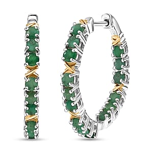 EverTrue Emerald 2.50 ctw Hoop Earrings in 18K YG Plated and Platinum Bond