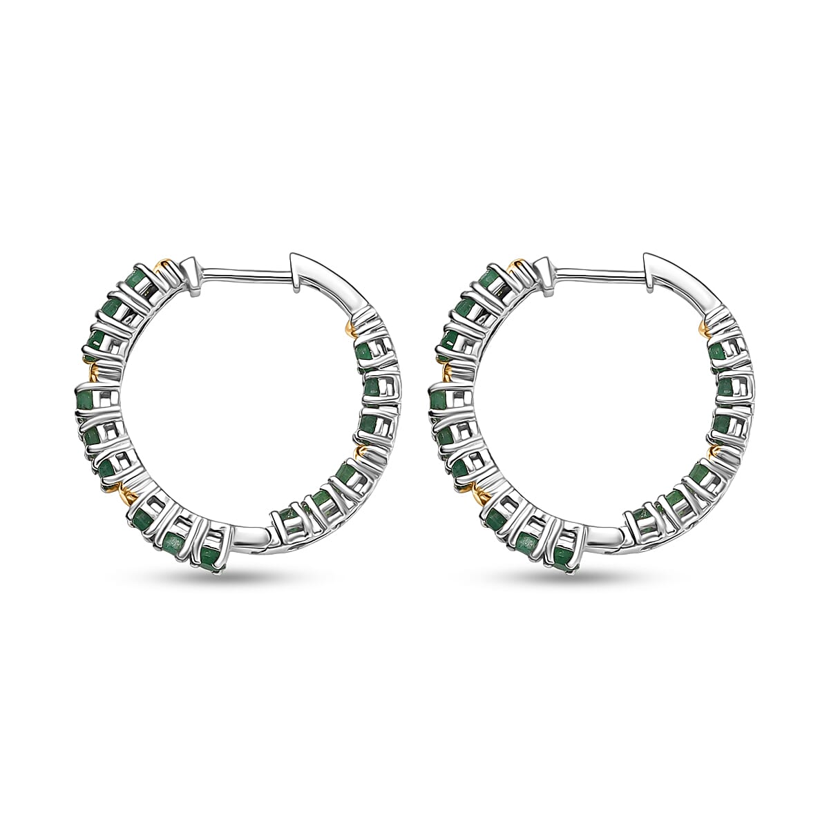 EverTrue Emerald 2.50 ctw XOXO Hoop Earrings in 18K YG Plated and Platinum Bond image number 3