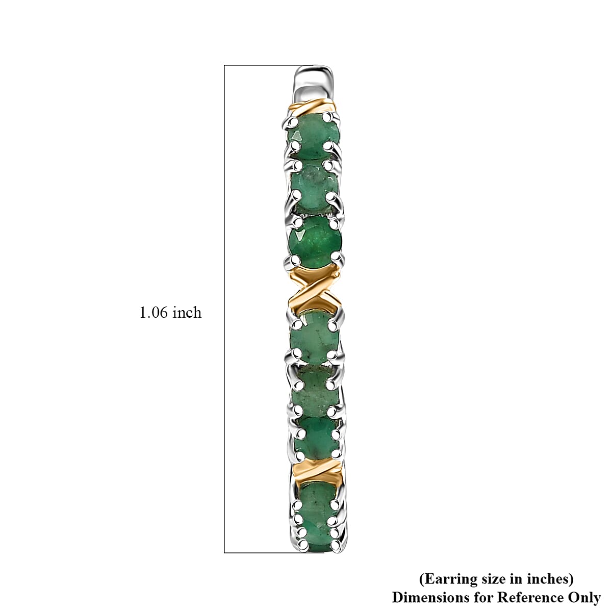 EverTrue Emerald 2.50 ctw XOXO Hoop Earrings in 18K YG Plated and Platinum Bond image number 4