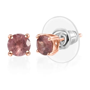 D’Joy Red Apatite 1.00 ctw Sunburst Stud Earrings in 18K Vermeil Rose Gold Over Sterling Silver