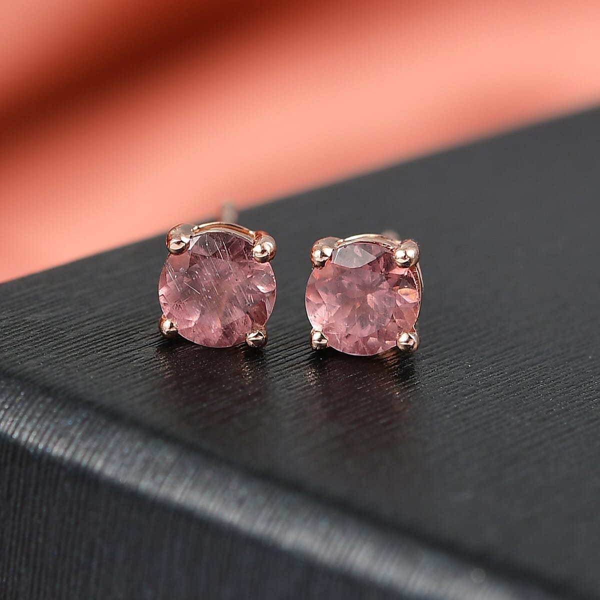 D’Joy Red Apatite 1.00 ctw Sunburst Stud Earrings in 18K Vermeil Rose Gold Over Sterling Silver image number 1
