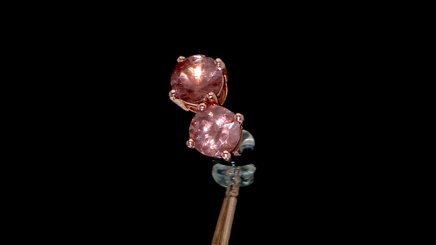 D'Joy Red Apatite 1.00 ctw Flame Studs Earrings in 18K Vermeil Rose Gold Over Sterling Silver