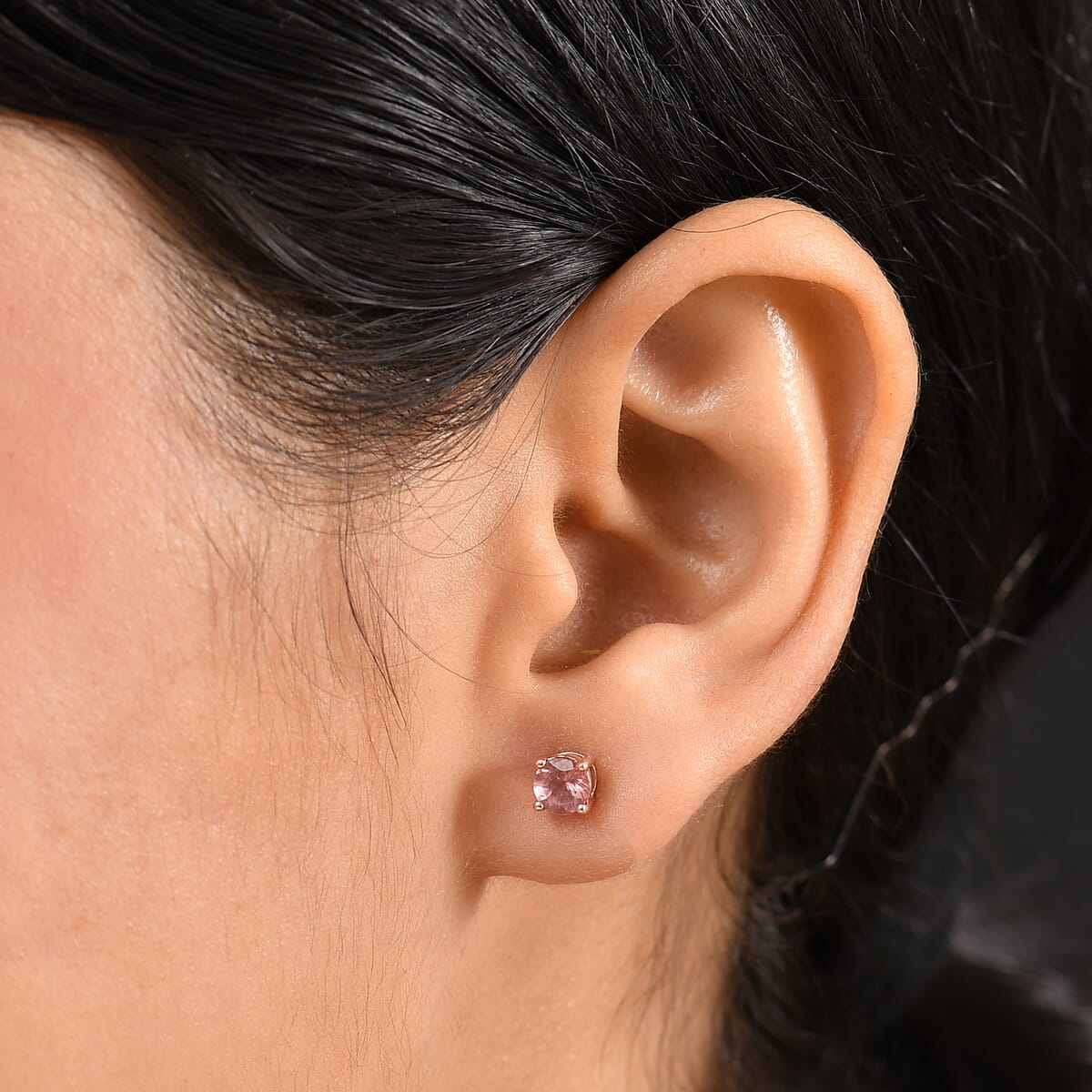 D’Joy Red Apatite 1.00 ctw Sunburst Stud Earrings in 18K Vermeil Rose Gold Over Sterling Silver image number 2