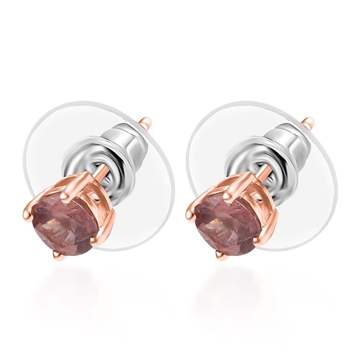D’Joy Red Apatite 1.00 ctw Sunburst Stud Earrings in 18K Vermeil Rose Gold Over Sterling Silver image number 3