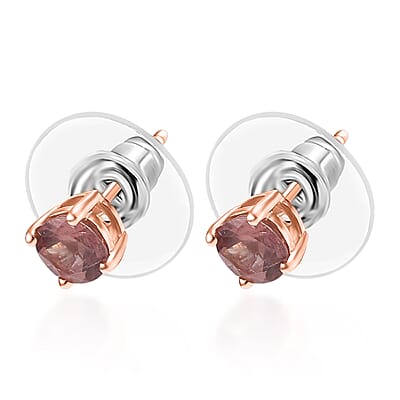 D'Joy Red Apatite 1.00 ctw Flame Studs Earrings in 18K Vermeil Rose Gold Over Sterling Silver