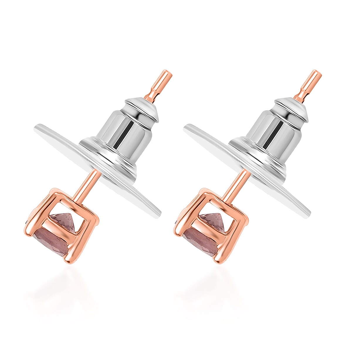 D'Joy Red Apatite 1.00 ctw Flame Studs Earrings in 18K Vermeil Rose Gold Over Sterling Silver