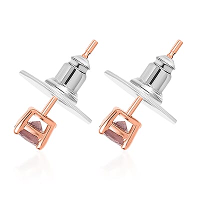D'Joy Red Apatite 1.00 ctw Flame Studs Earrings in 18K Vermeil Rose Gold Over Sterling Silver