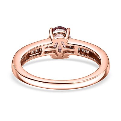 D'Joy Red Apatite and Moissanite 1.00 ctw Flame Whisper Ring in 18K Vermeil Rose Gold Over Sterling Silver (Size 10.0)