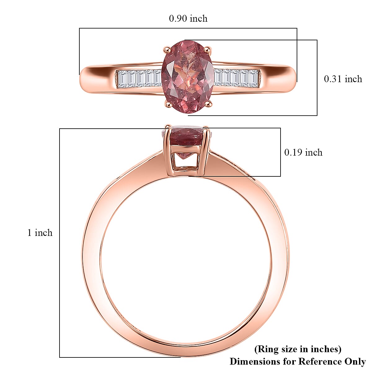 D'Joy Red Apatite and Moissanite 1.00 ctw Flame Whisper Ring in 18K Vermeil Rose Gold Over Sterling Silver (Size 10.0)