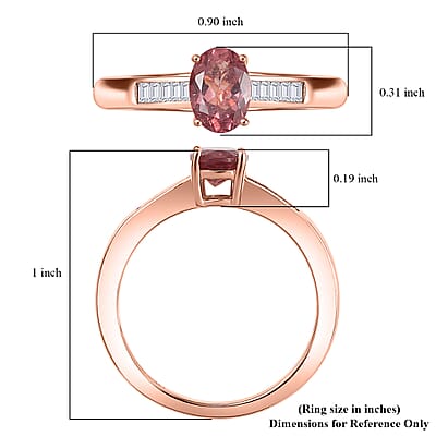 D'Joy Red Apatite and Moissanite 1.00 ctw Flame Whisper Ring in 18K Vermeil Rose Gold Over Sterling Silver (Size 10.0)