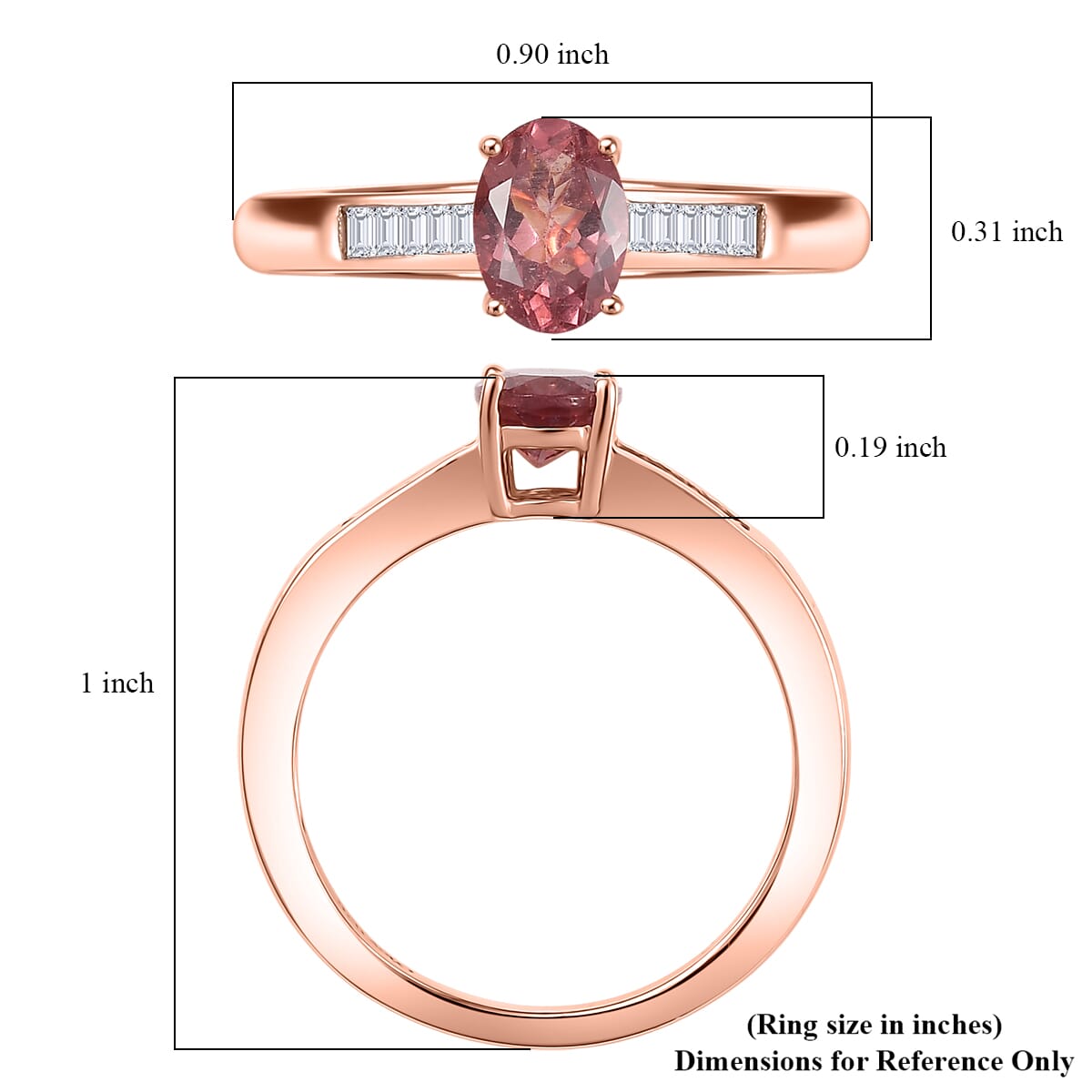 D’Joy Red Apatite and Moissanite 1.00 ctw Art Deco Ring in 18K Vermeil Rose Gold Over Sterling Silver (Size 7.0) image number 5