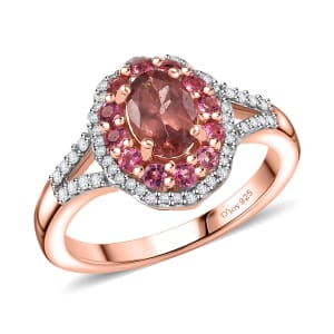 D’Joy Red Apatite and Multi Gemstone 1.50 ctw Floral Ring in 18K Vermeil Rose Gold Over Sterling Silver (Size 7.0)