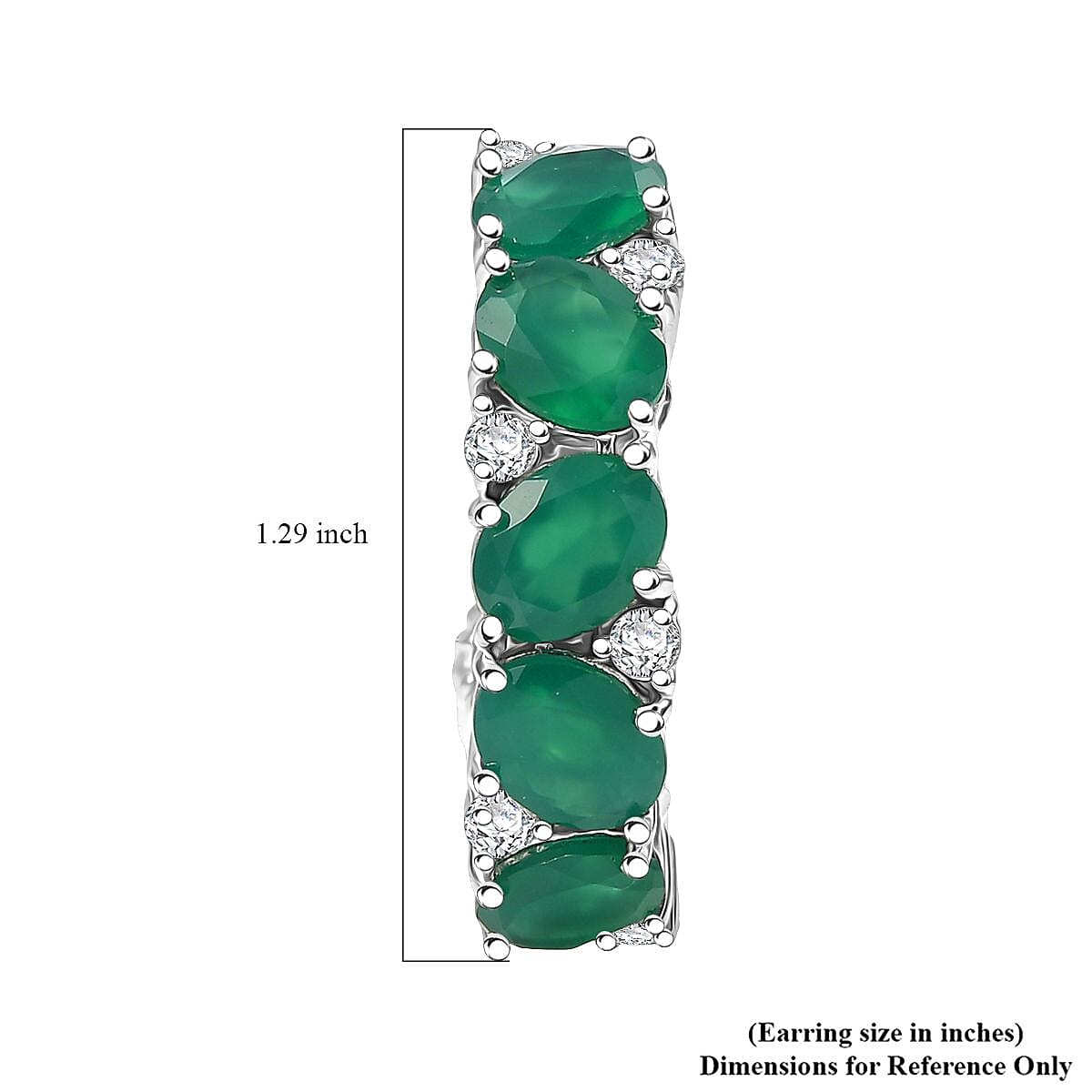 EverTrue Green Onyx and White Zircon 28.50 ctw Hoop Earrings Platinum Bond 