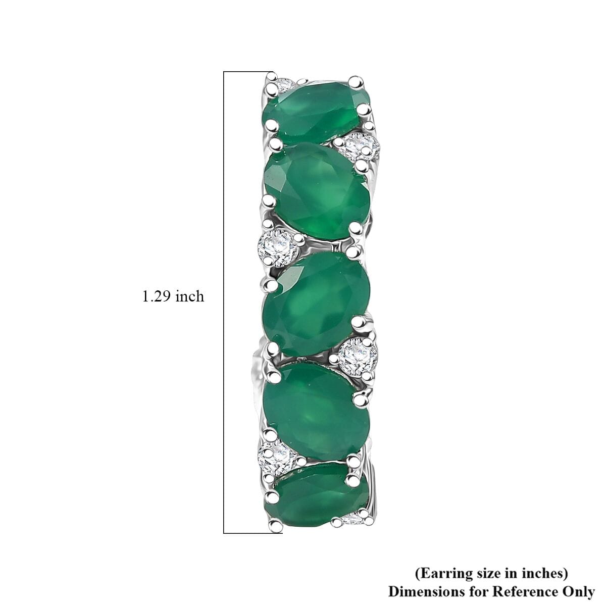 EverTrue Green Onyx and White Zircon 18.40 ctw Hoop Earrings Platinum Bond  image number 4
