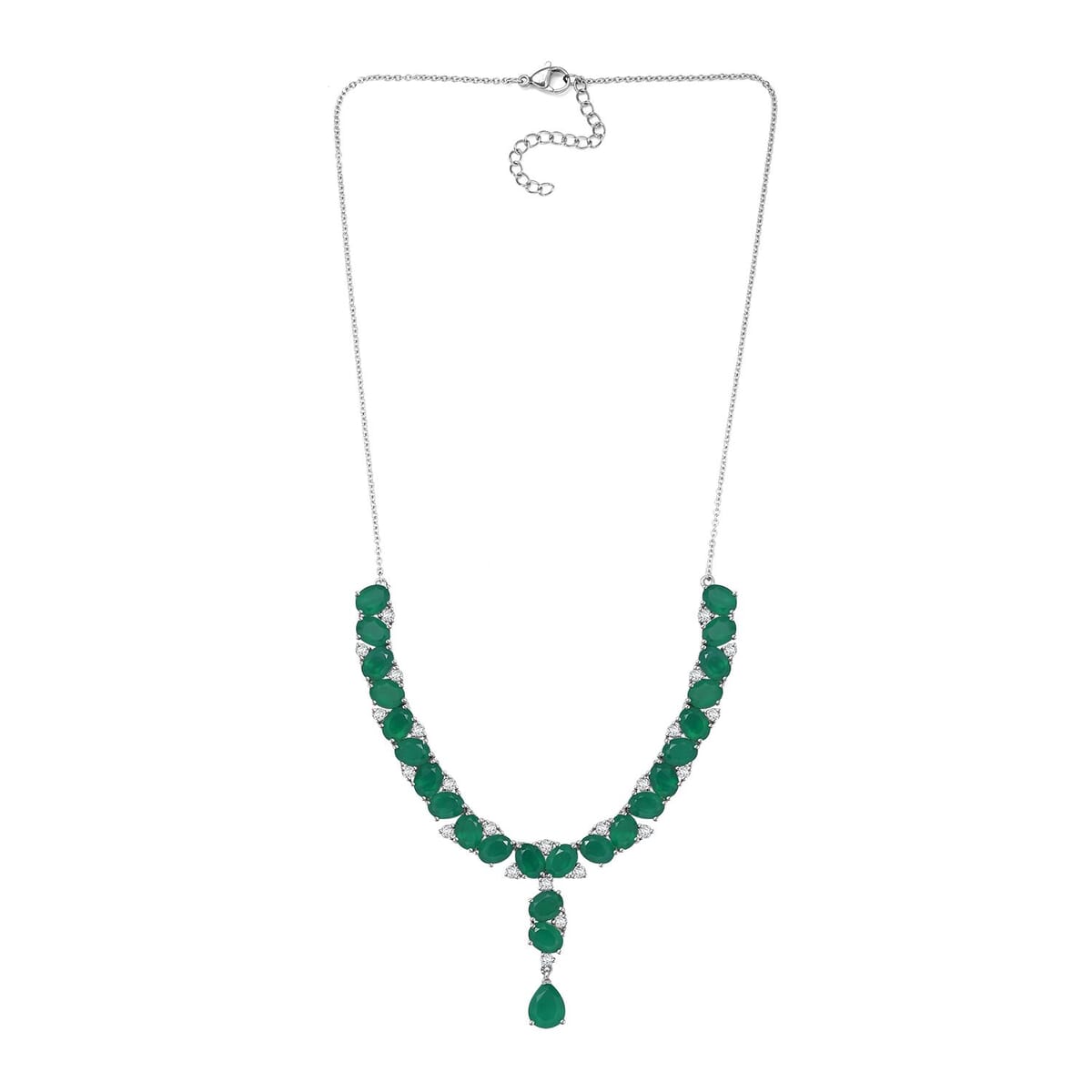 EverTrue Green Onyx and White Zircon 32.95 ctw Necklace 18 Inches Platinum Bond image number 3