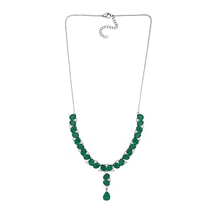 EverTrue Green Onyx and White Zircon 31.85 ctw Necklace 18 Inches Platinum Bond
