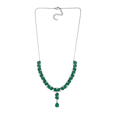 EverTrue Green Onyx and White Zircon 31.85 ctw Necklace 18 Inches Platinum Bond