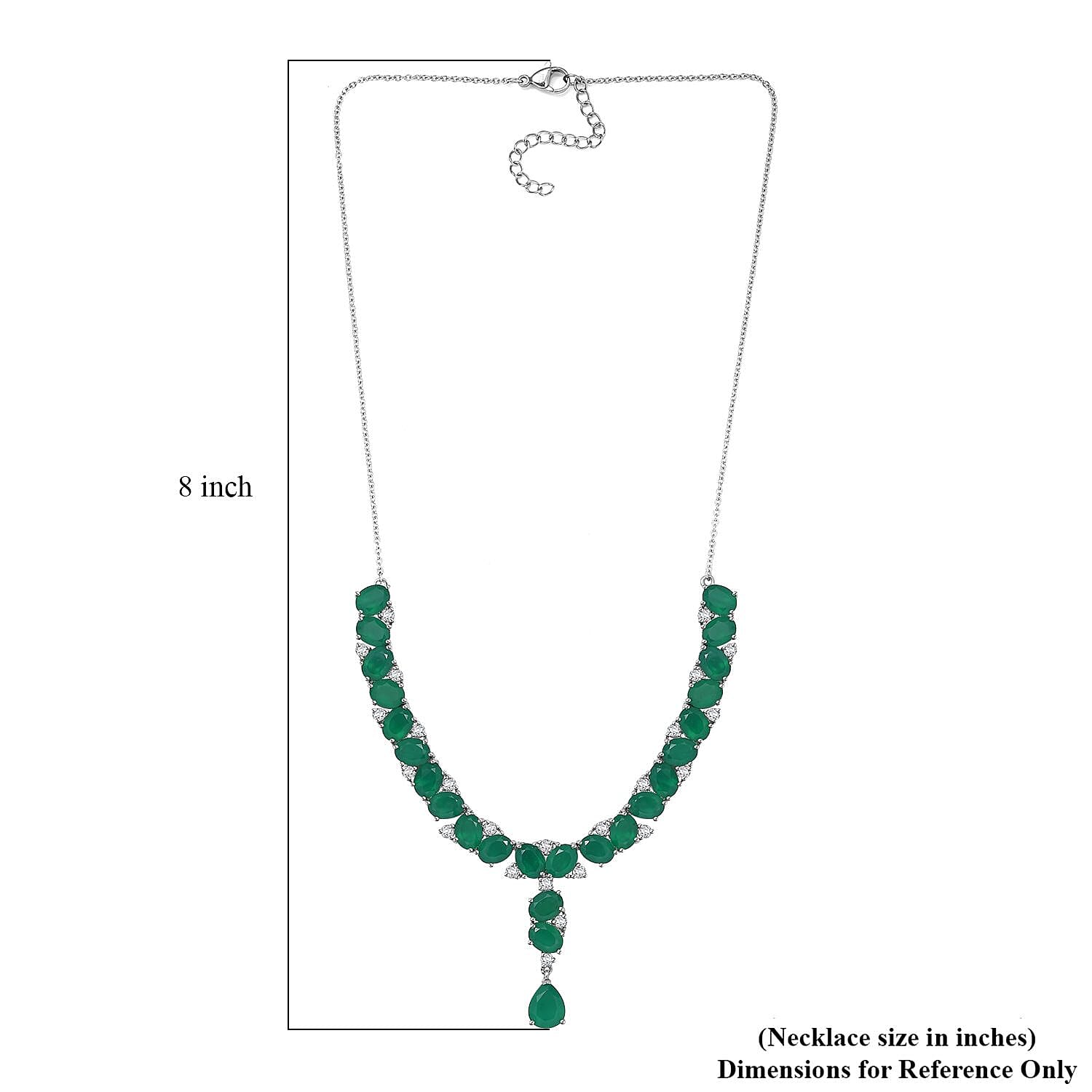 EverTrue Green Onyx and White Zircon 31.85 ctw Necklace 18 Inches Platinum Bond