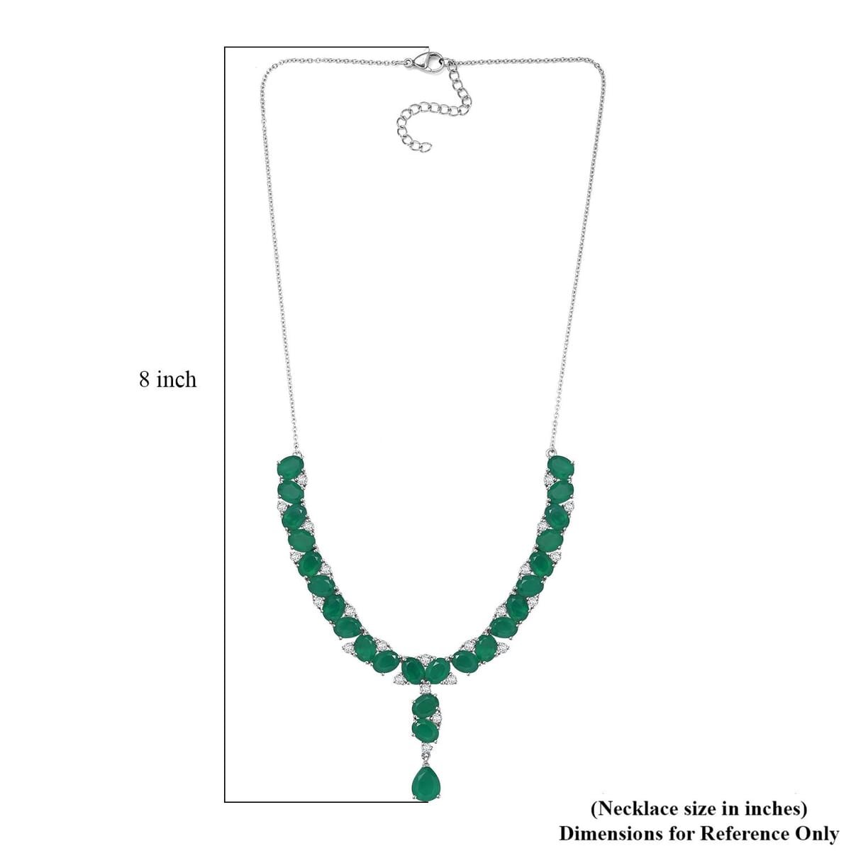 EverTrue Green Onyx and White Zircon 32.95 ctw Necklace 18 Inches Platinum Bond image number 5