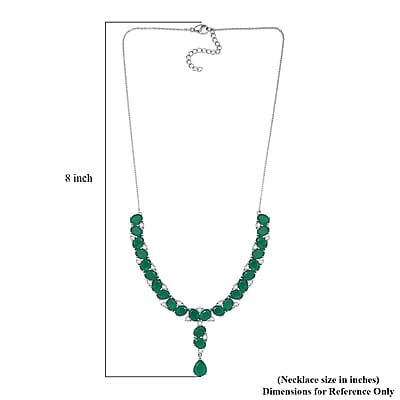 EverTrue Green Onyx and White Zircon 31.85 ctw Necklace 18 Inches Platinum Bond