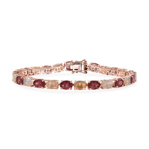 D’Joy Red Apatite and White Zircon 16.00 ctw Art Deco Bracelet in 18K Vermeil Rose Gold Over Sterling Silver (7.25 In)