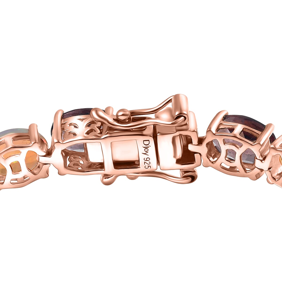 D’Joy Red Apatite and White Zircon 16.00 ctw Art Deco Bracelet in 18K Vermeil Rose Gold Over Sterling Silver (7.25 In) image number 3