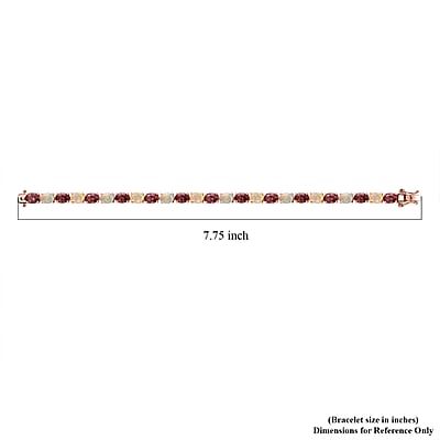 D'Joy Red Apatite and White Zircon 15.50 ctw Firelink Legacy Bracelet in 18K Vermeil Rose Gold Over Sterling Silver (7.25 In)