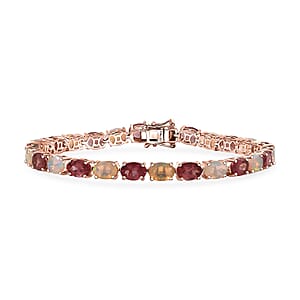 D'Joy Red Apatite and White Zircon 17.25 ctw Firelink Legacy Bracelet in 18K Vermeil Rose Over Sterling Silver (8.00 In)