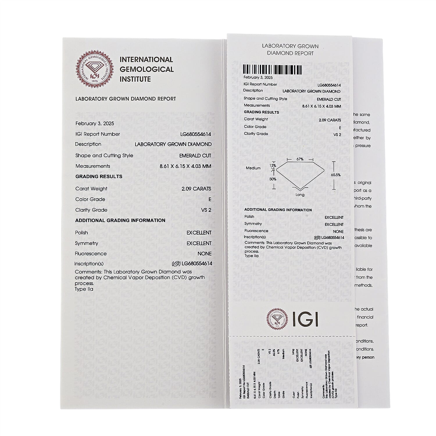 Luxuriant Lab Grown Diamond (Emerald) (E-F, VS) 2.00 ctw