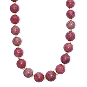 Rhodonite Beaded Necklace (18 Inches) in 18K Vermeil YG Over Sterling Silver 565.00 ctw