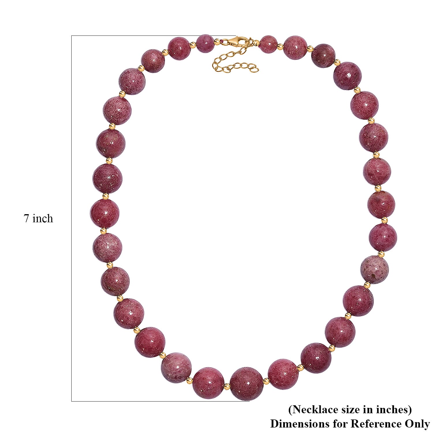 Rhodonite Beaded Necklace (18 Inches) in 18K Vermeil YG Over Sterling Silver 565.00 ctw