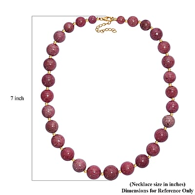 Rhodonite Beaded Necklace (18 Inches) in 18K Vermeil YG Over Sterling Silver 565.00 ctw