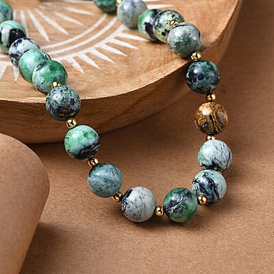 D'Joy Utah Variscite 200 ctw Necklace 18 Inches in 18K Vermeil Yellow Gold Over Sterling Silver