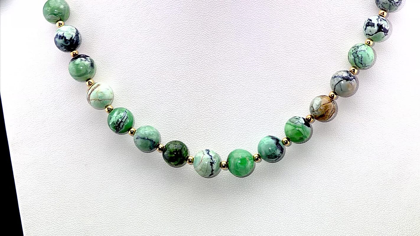 D'Joy Utah Variscite 200 ctw Necklace 18 Inches in 18K Vermeil Yellow Gold Over Sterling Silver