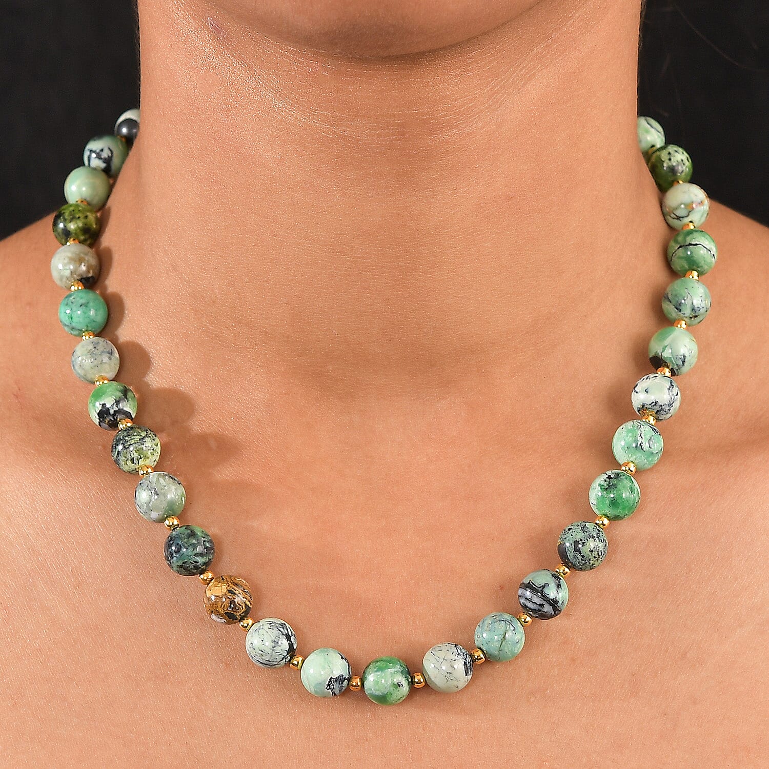 D'Joy Utah Variscite 200 ctw Necklace 18 Inches in 18K Vermeil Yellow Gold Over Sterling Silver