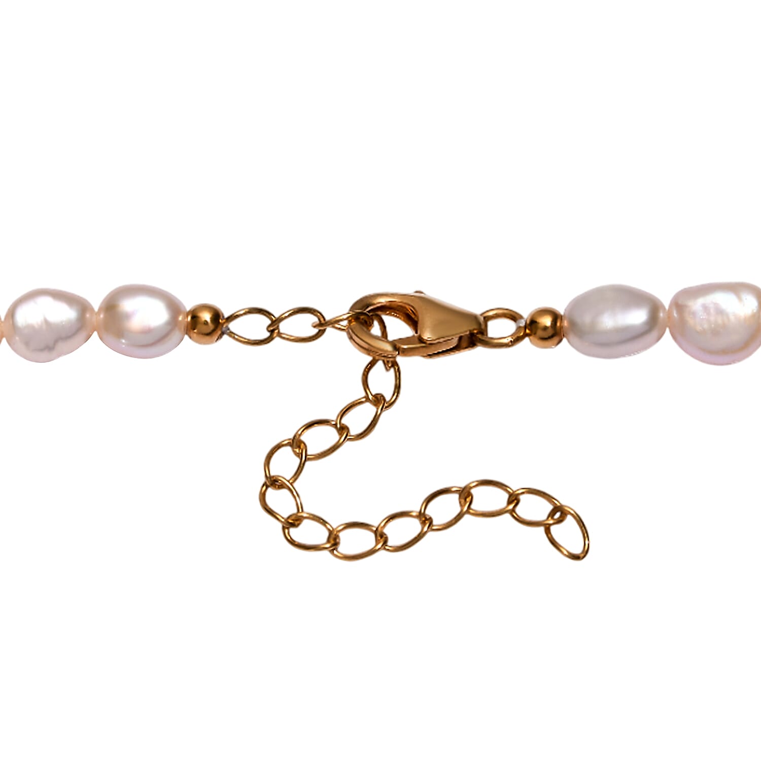 D'Joy Peach Freshwater Pearl and Ruby 2.00 ctw Necklace in 18K Vermeil Yellow Gold Over Sterling Silver 18 Inches