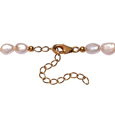 D'Joy Peach Freshwater Pearl and Ruby 2.00 ctw Necklace in 18K Vermeil Yellow Gold Over Sterling Silver 18 Inches
