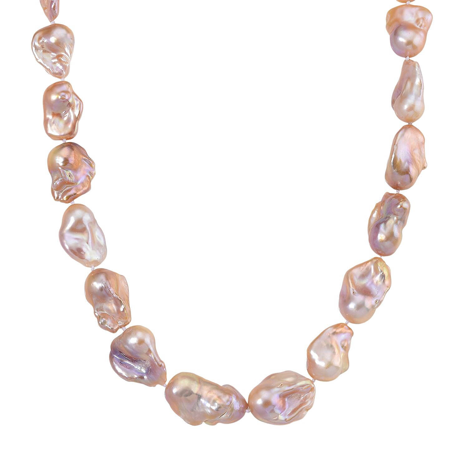 Multi Color Freshwater Pearl 450.00 ctw Necklace in 14K Yellow Gold Over Sterling Silver (5 g)