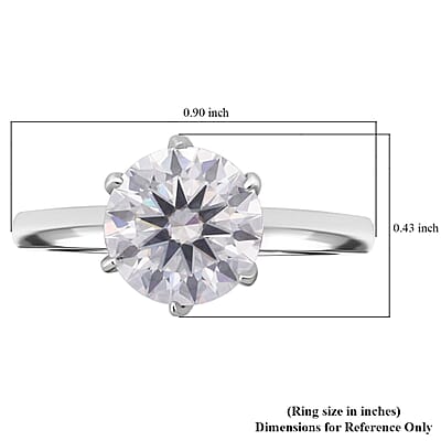 D'Joy Heart and Arrow Cut Moissanite 2.15 ctw Solitaire Ring in Rhodium Over Sterling Silver (Size 10.0)