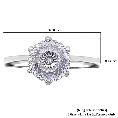 D'Joy Portuguese Cut 161 Facets Moissanite 2.15 ctw Solitaire Ring in Rhodium Over Sterling Silver (Size 10.0)