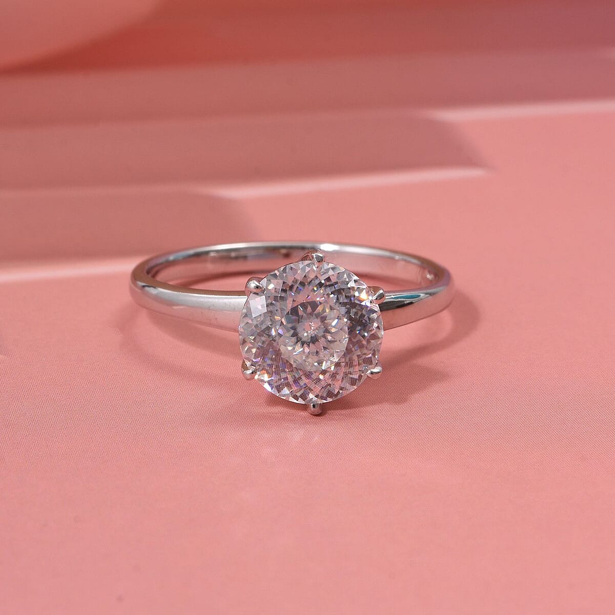 D'Joy Portuguese Cut 161 Facets Moissanite 2.15 ctw Solitaire Ring in Rhodium Over Sterling Silver (Size 5.0) image number 1