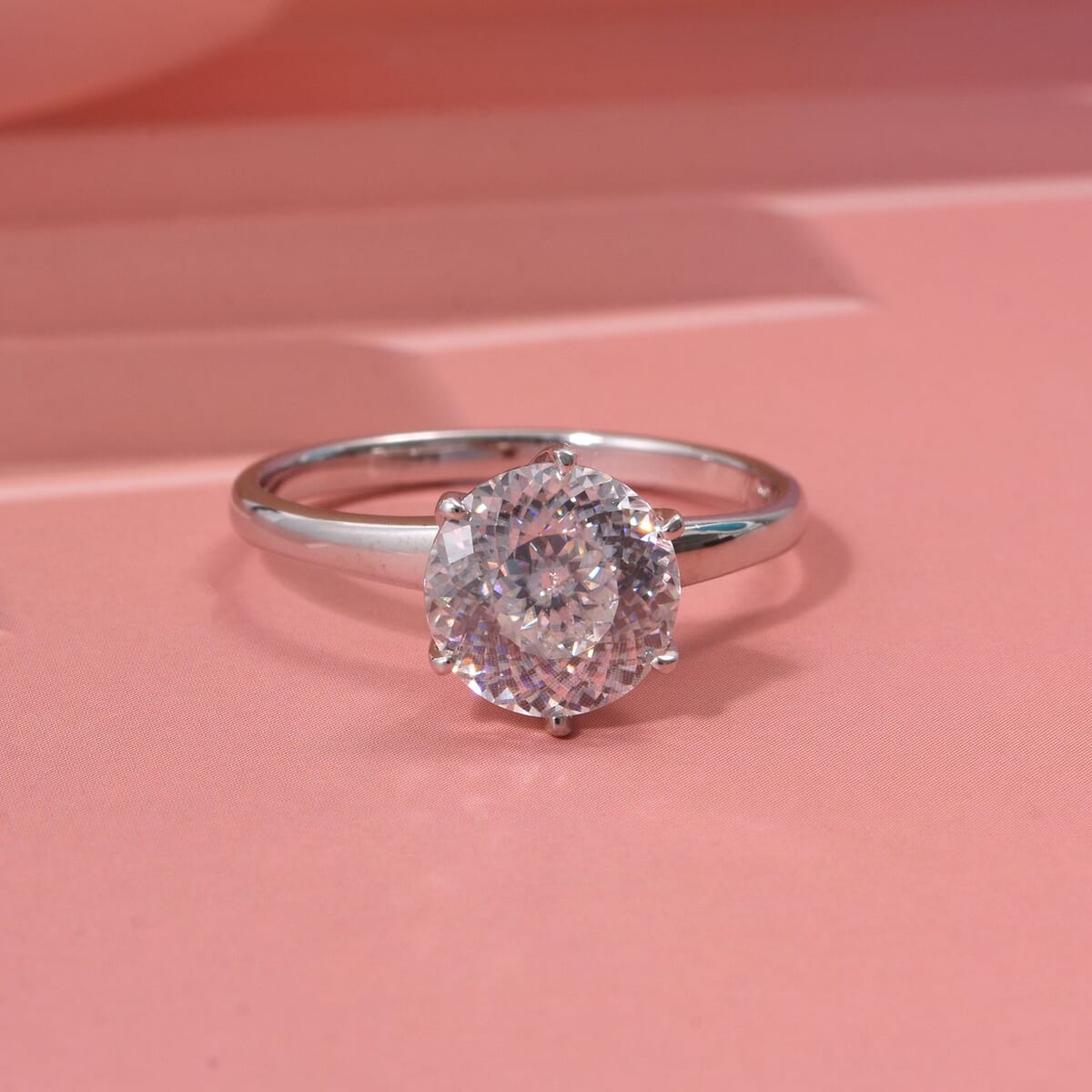 D'Joy Portuguese Cut 161 Facets Moissanite 2.15 ctw Solitaire Ring in Rhodium Over Sterling Silver (Size 6.0) image number 1