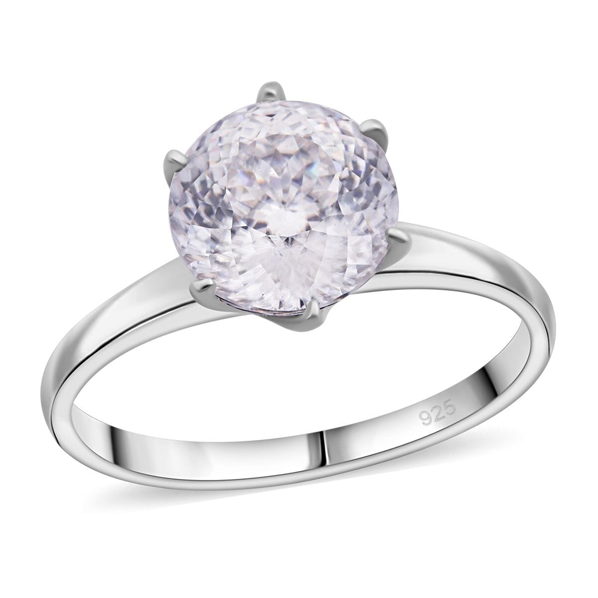 D'Joy Portuguese Cut 161 Facets Moissanite 2.15 ctw Solitaire Ring in Rhodium Over Sterling Silver (Size 7.0) image number 0