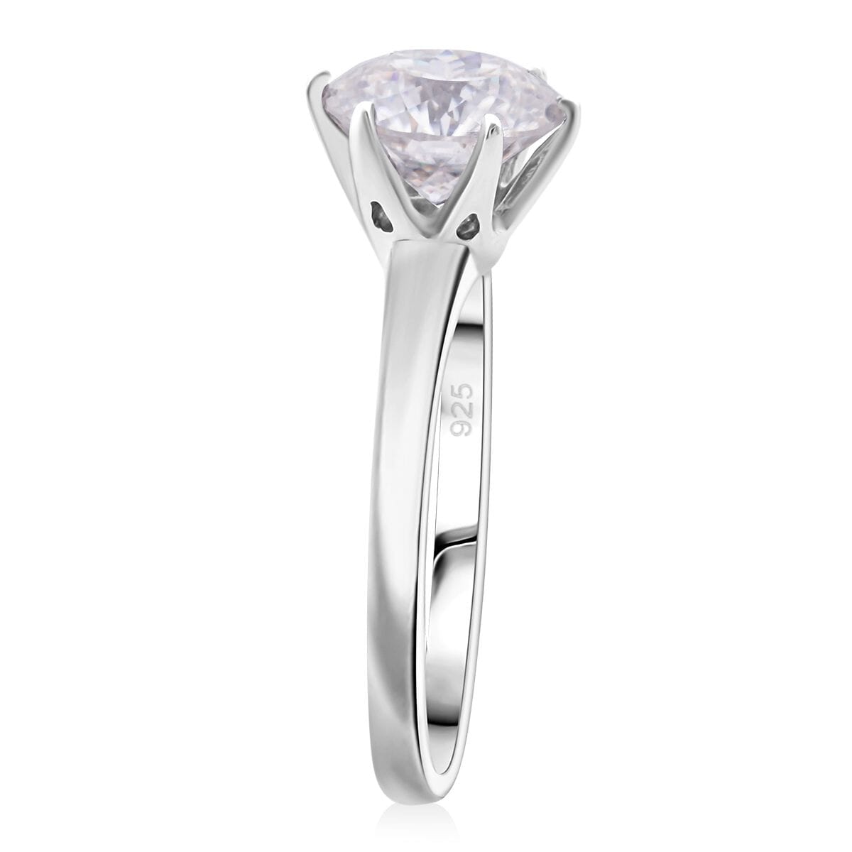 D'Joy Portuguese Cut 161 Facets Moissanite 2.15 ctw Solitaire Ring in Rhodium Over Sterling Silver (Size 7.0) image number 3