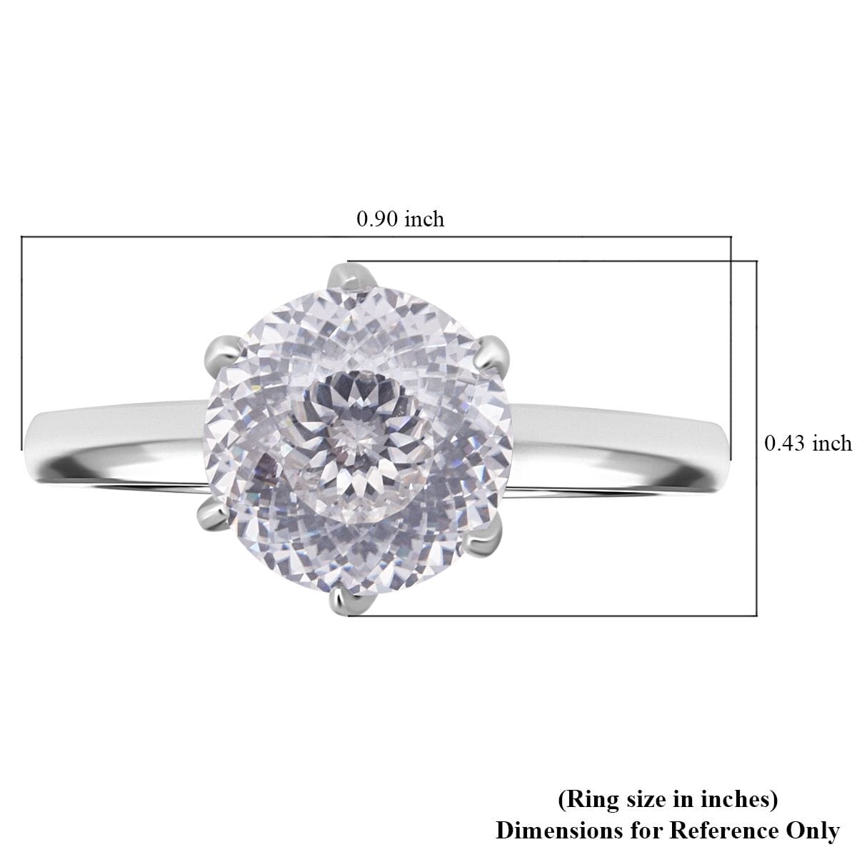 D'Joy Portuguese Cut 161 Facets Moissanite 2.15 ctw Solitaire Ring in Rhodium Over Sterling Silver (Size 8.0) image number 5
